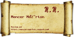Mencer Márton névjegykártya